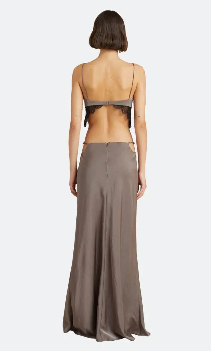 Bec & Bridge Camille Top Size 10 and Maxi Skirt Size 8 Set Pewter Silver  for rent on The Volte - main image