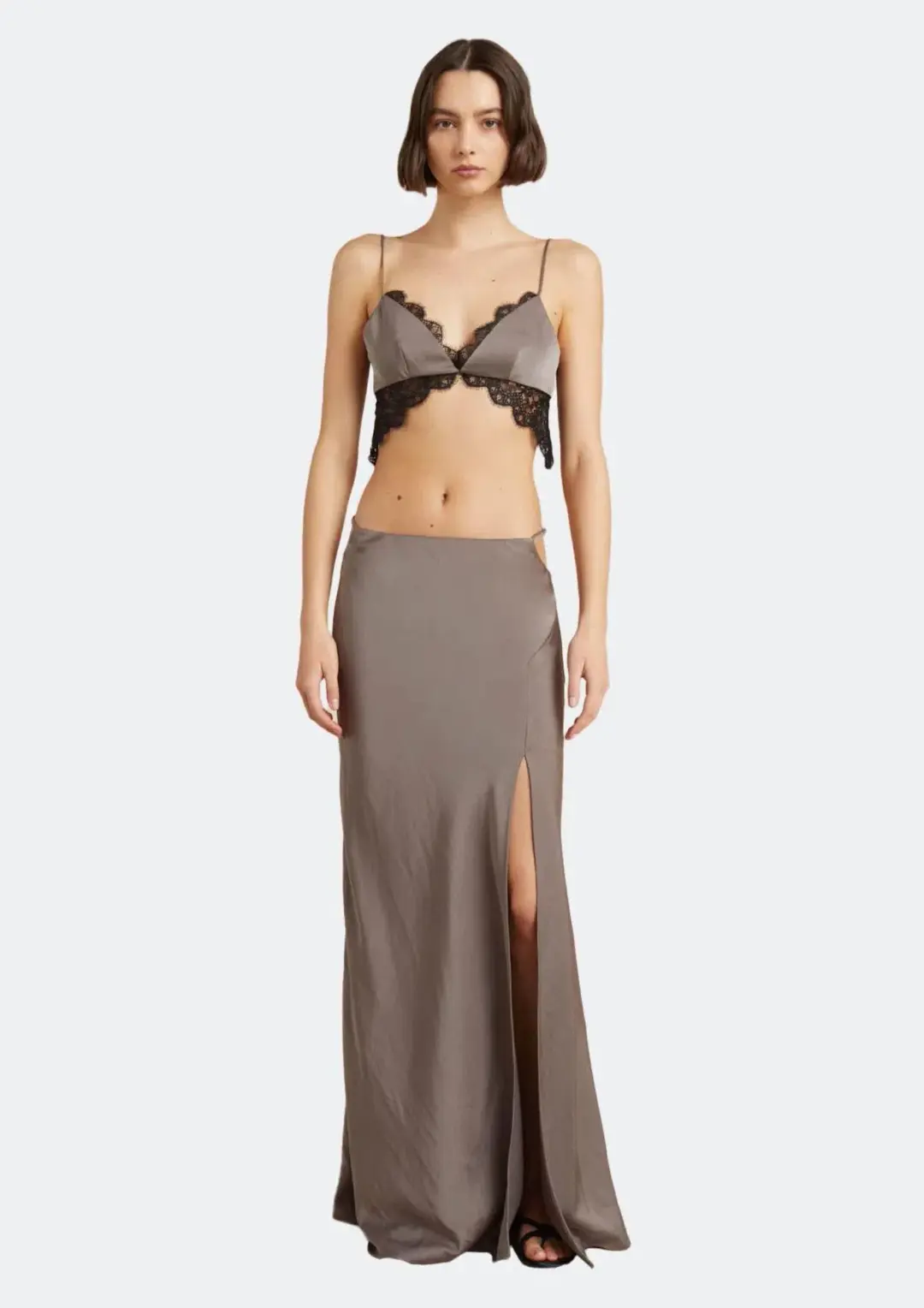 Bec & Bridge Camille Top Size 10 and Maxi Skirt Size 8 Set Pewter Silver  for rent on The Volte - main image