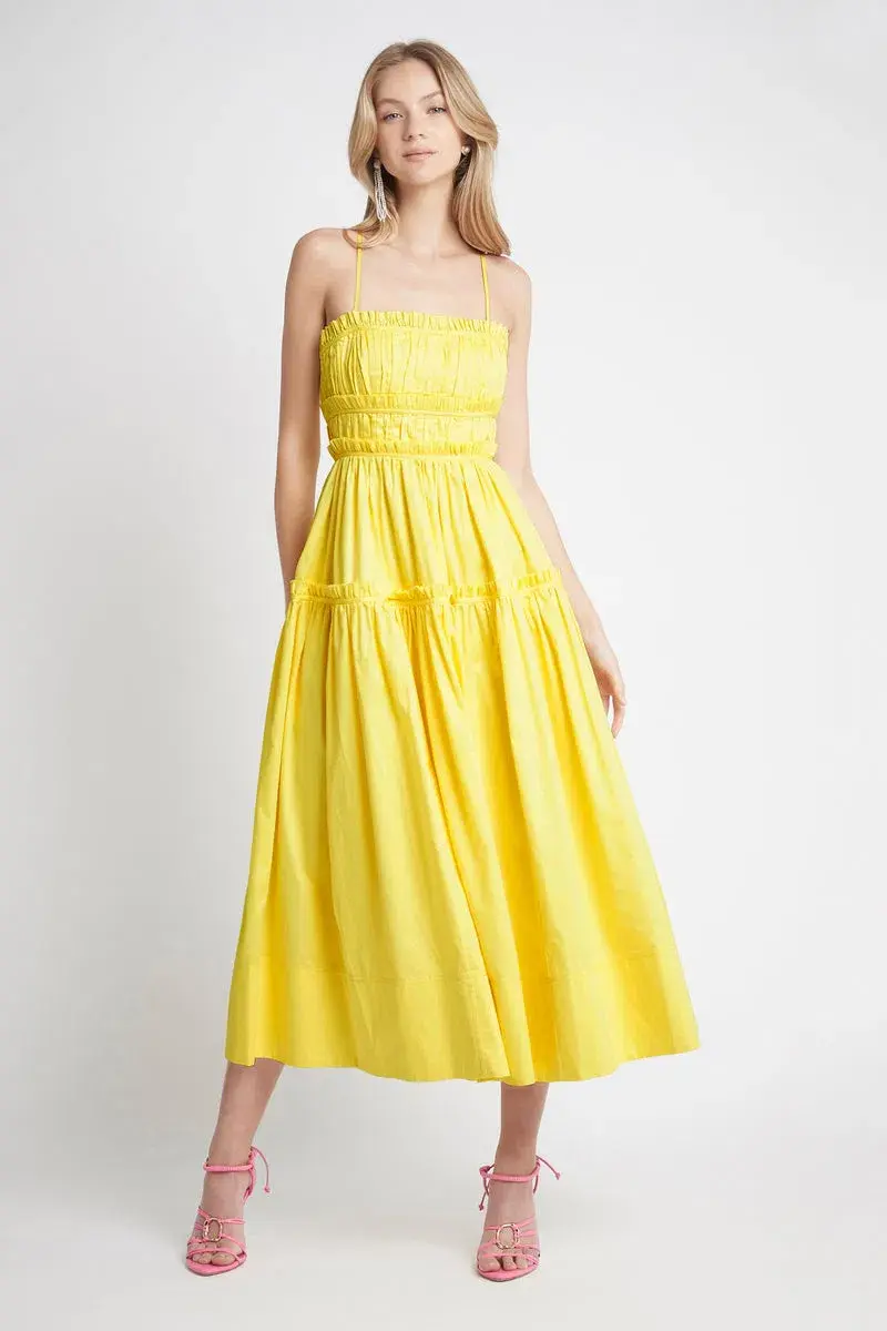 Aje Romance Midi Dress Yellow Size 6 - Image 1