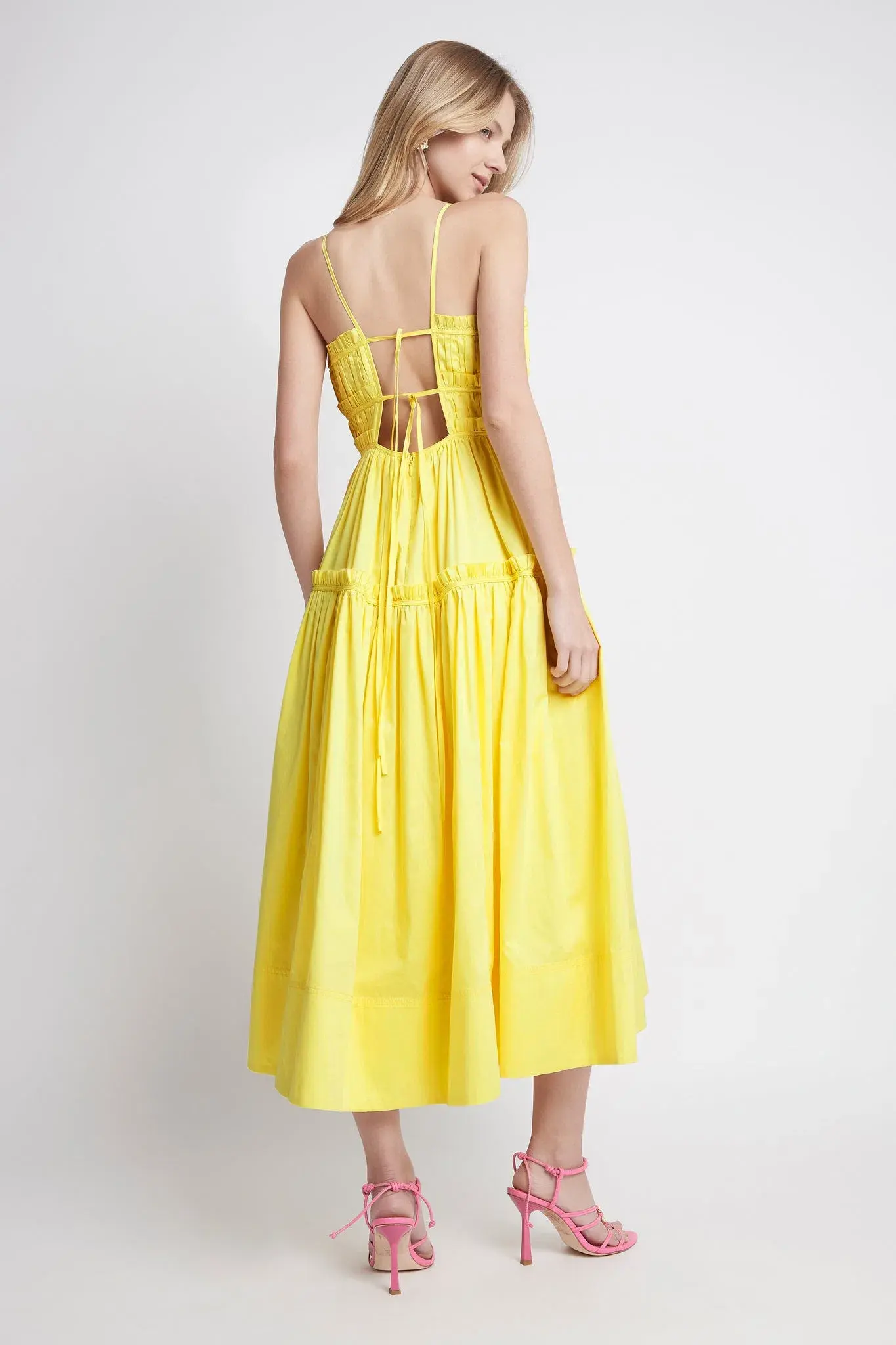Aje Romance Midi Dress Yellow Size 6 - Image 3