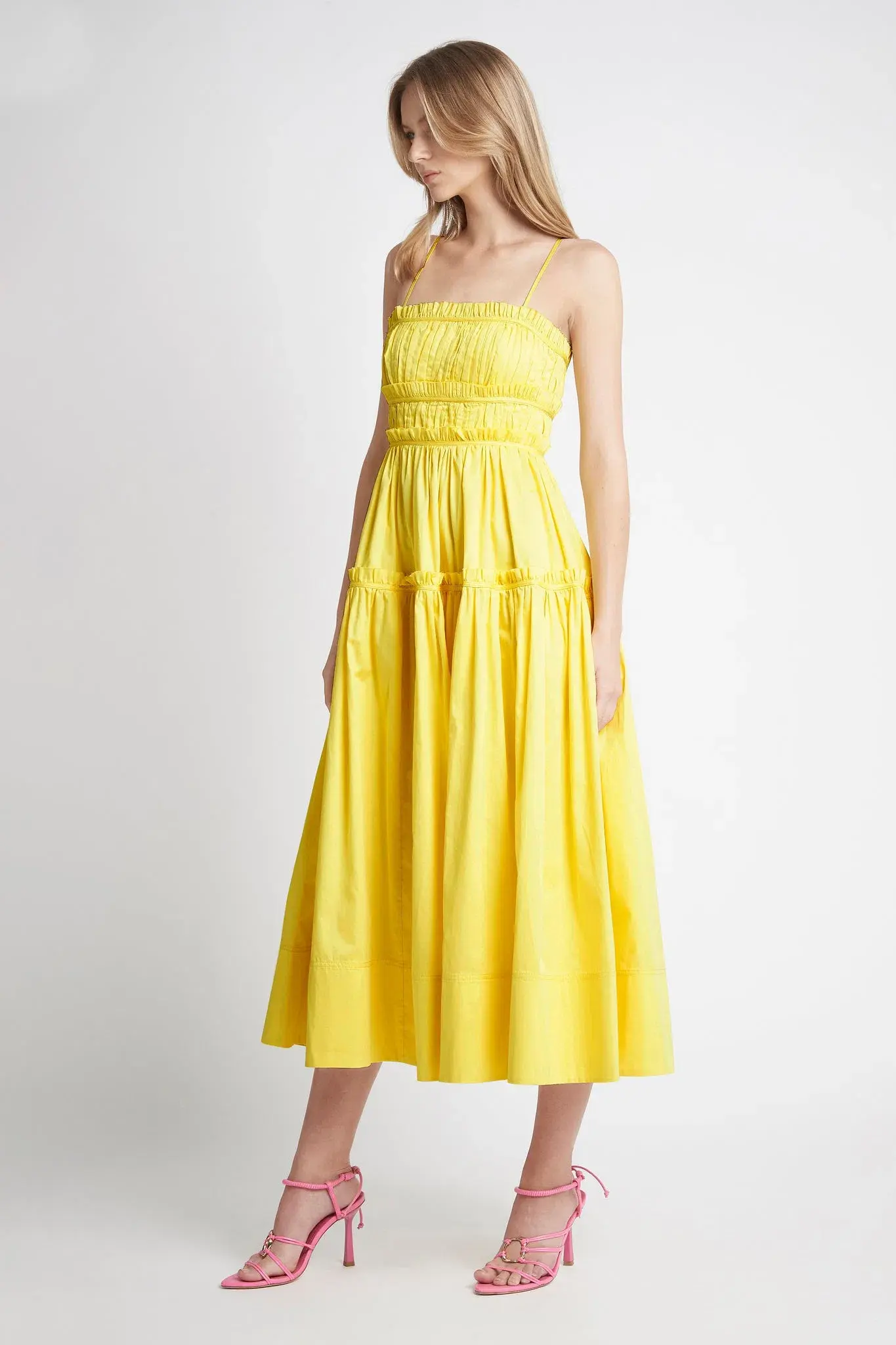 Aje Romance Midi Dress Yellow Size 6 - Image 2