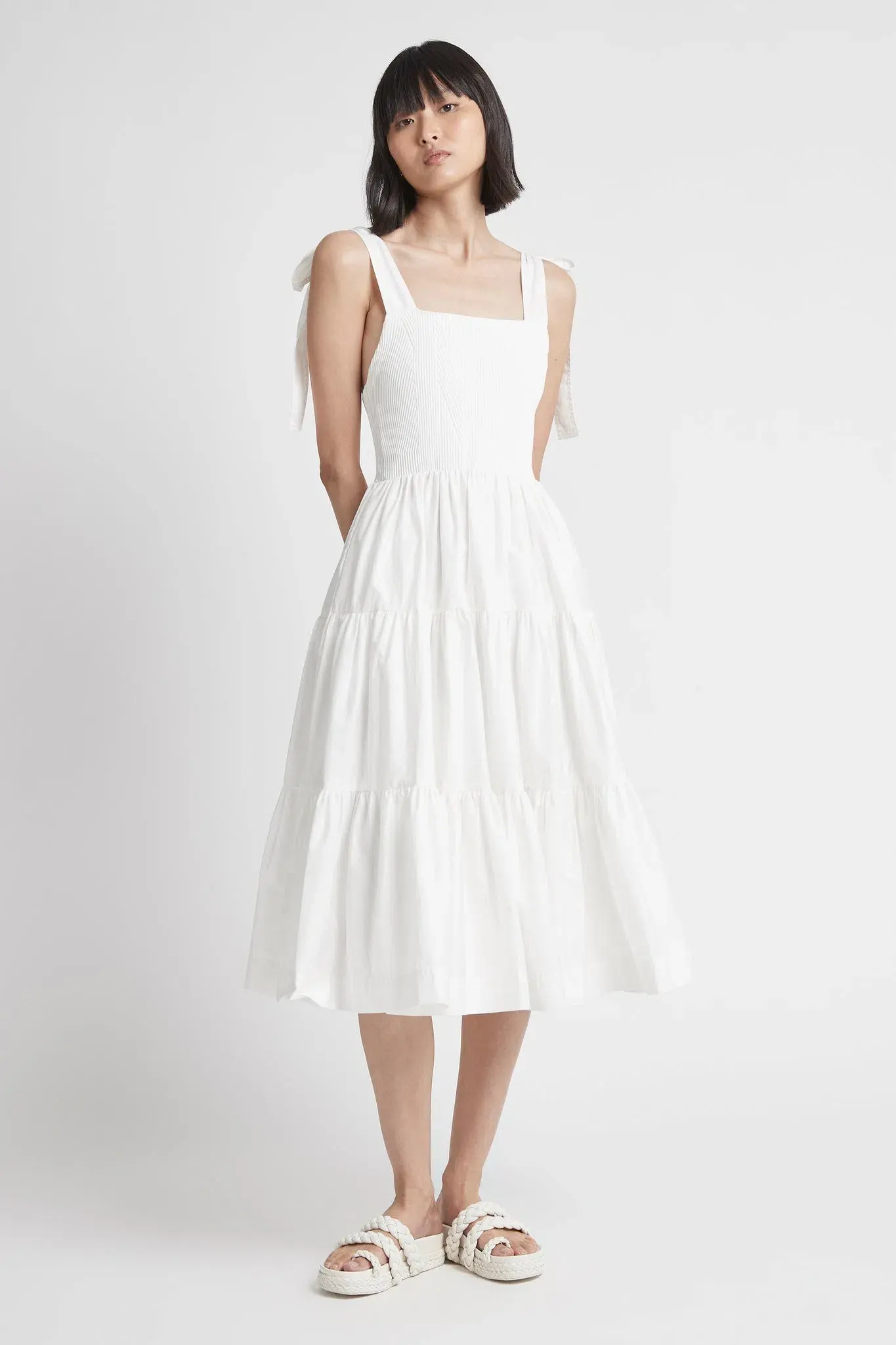 Aje Casa Tiered Knit Dress White Size 10 - Image 1