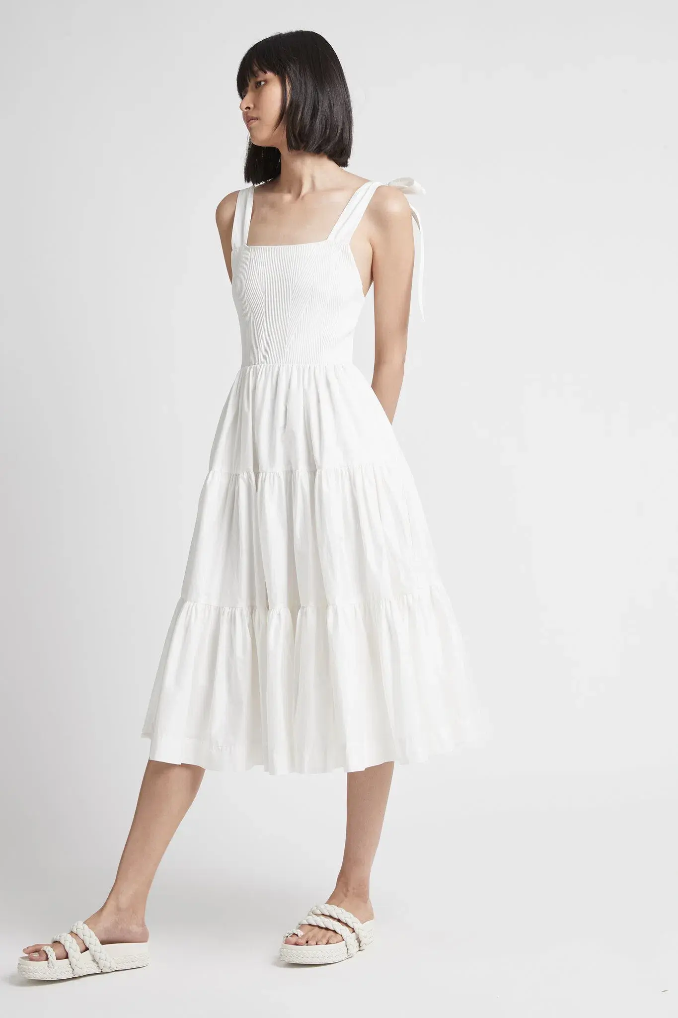 Aje Casa Tiered Knit Dress White Size 10 - Image 2