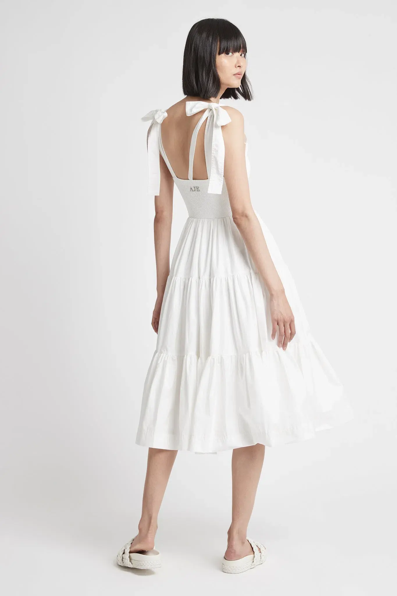 Aje Casa Tiered Knit Dress White Size 10 - Image 3
