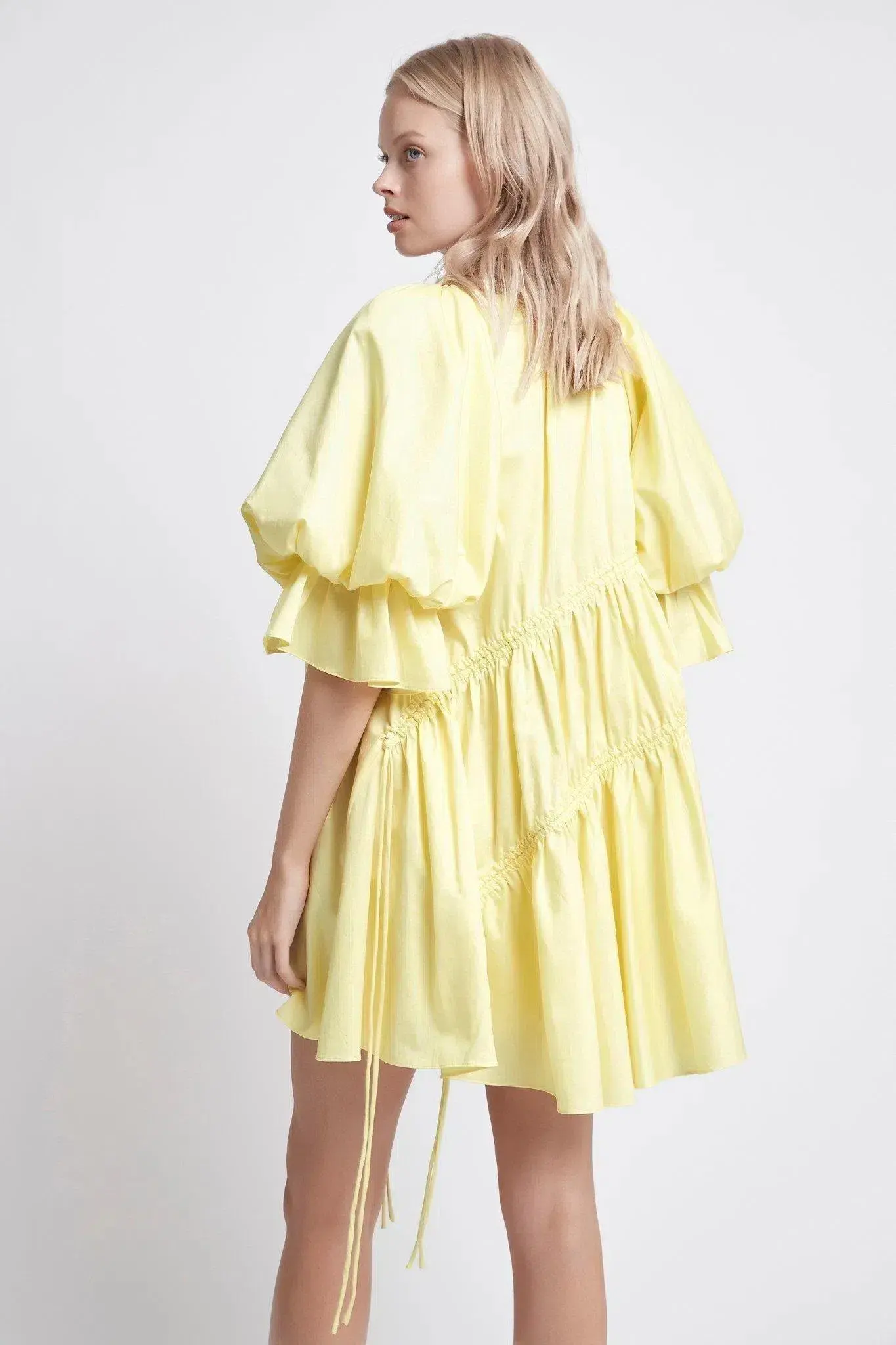 Aje Hushed Asymmetric Mini Dress Yellow Size 6 - Image 3