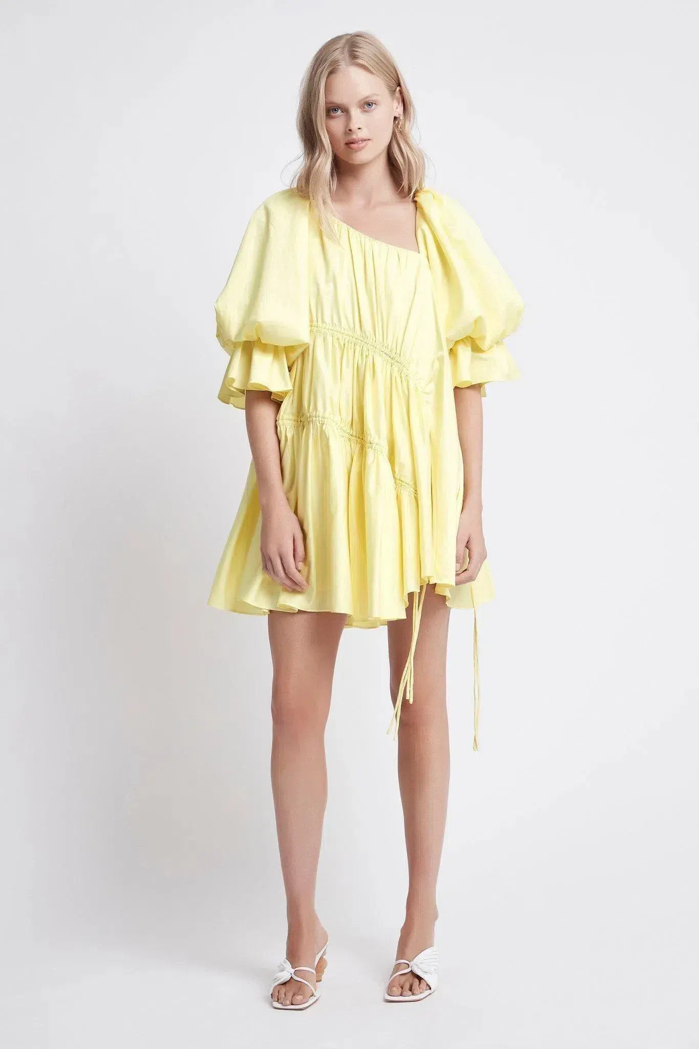 Aje Hushed Asymmetric Mini Dress Yellow Size 6 - Image 2