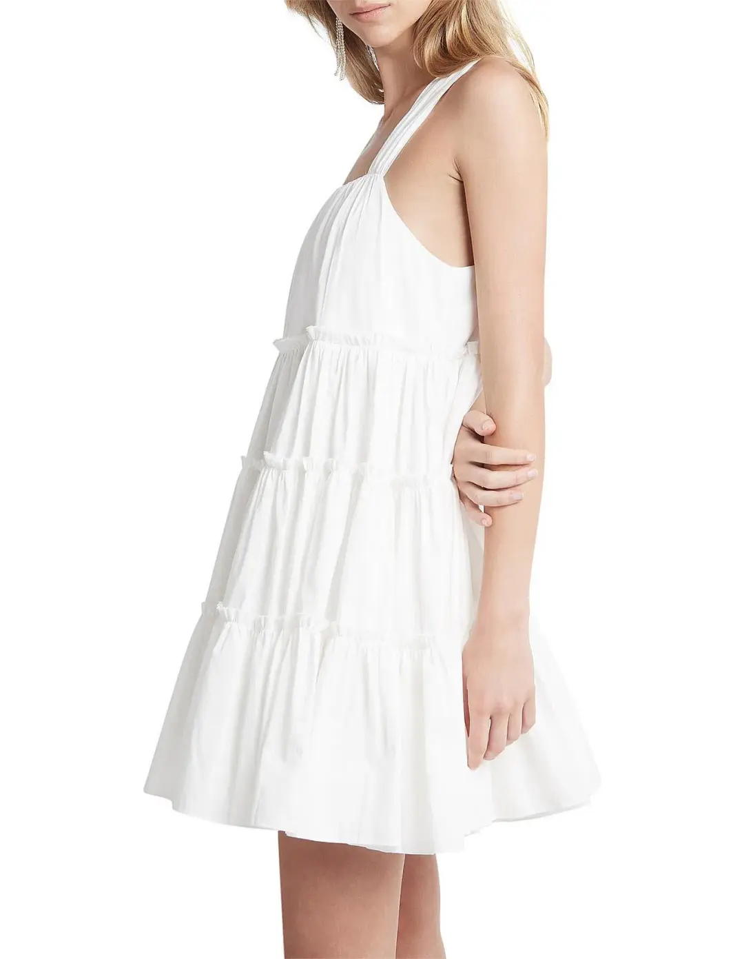 Aje Solstice Tiered Mini Dress Ivory Size 12 for rent on The Volte - main image
