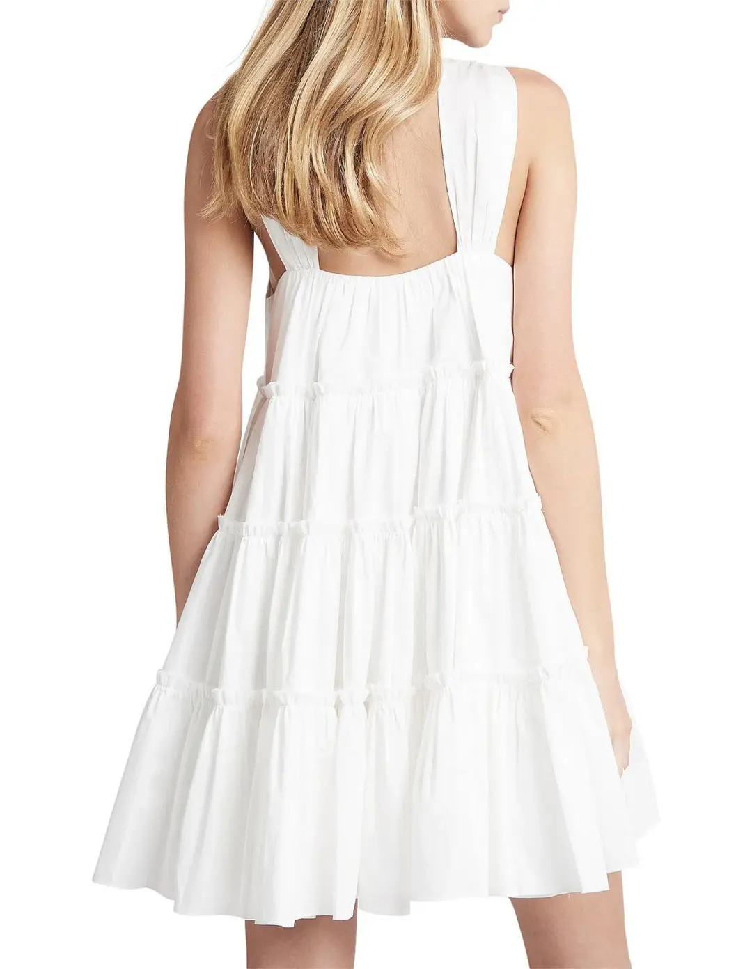Aje Solstice Tiered Mini Dress Ivory Size 12 for rent on The Volte - main image