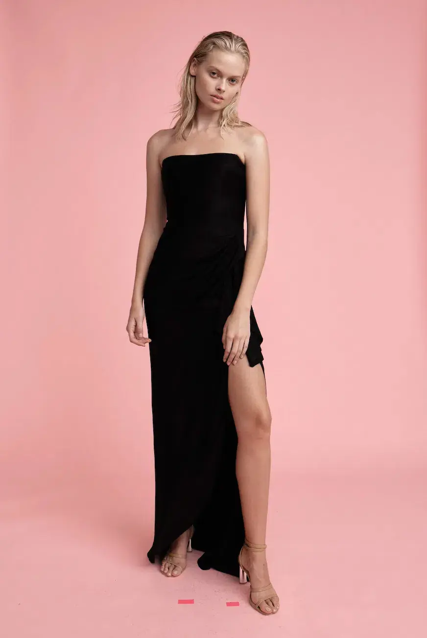 Manning Cartell Asymmetrical Games Strapless Gown Black Size 6 - Image 4