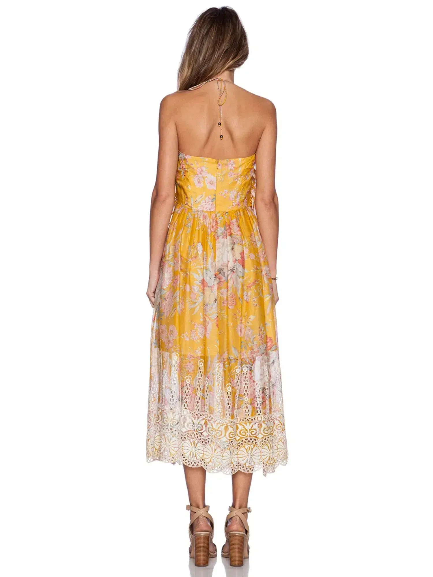Zimmermann Confetti Scallop Halter Tie Dress Yellow Size 0 / AU 8 - Image 2