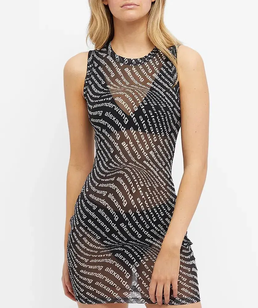 Alexander Wang Mesh Logo Dress Black Size XS/AU 6 for rent on The Volte - main image