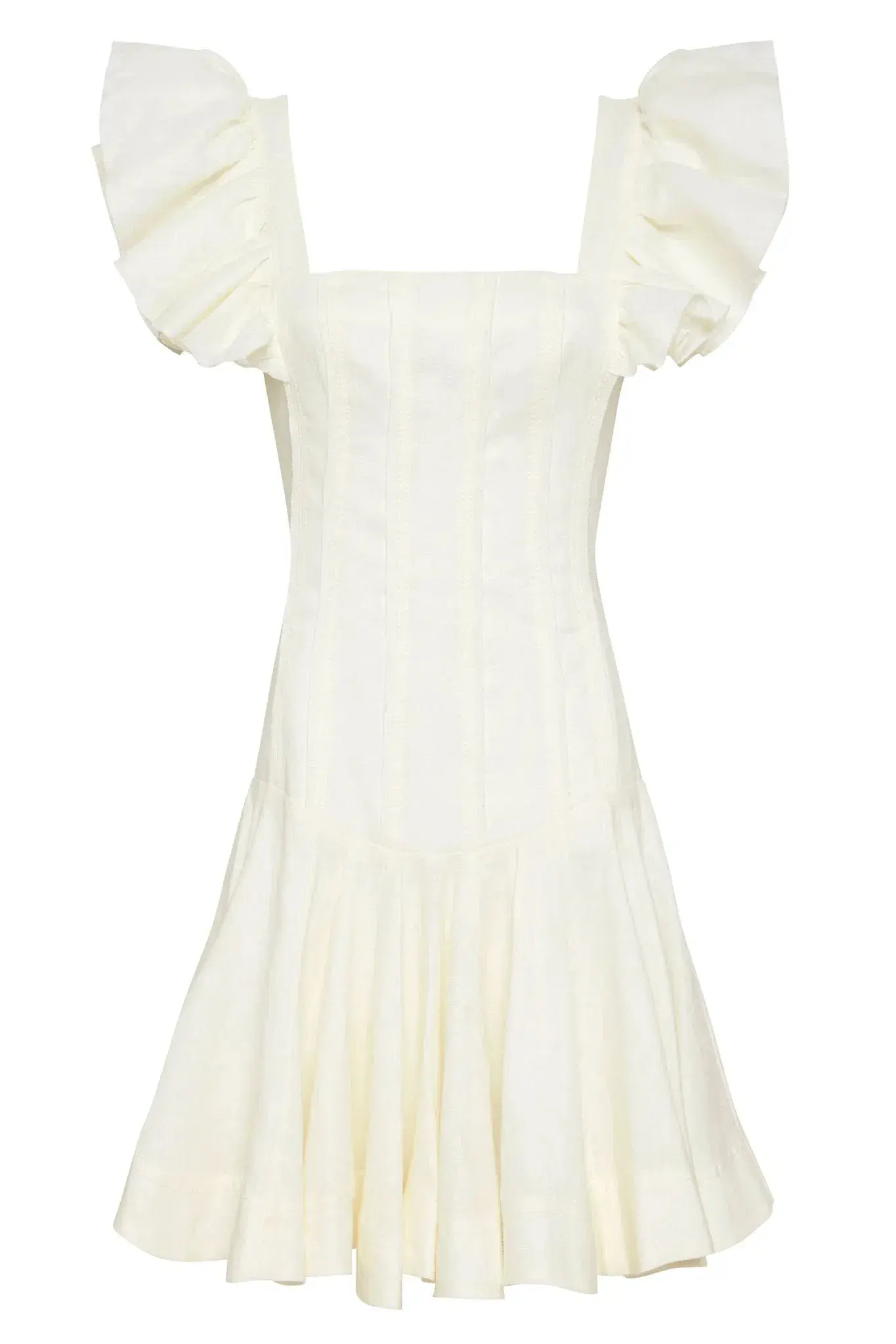 AJE Breathless Frill Sleeve Mini Dress Ivory Size 8  - Image 3