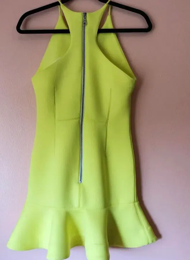 Shakuhachi Neon Yellow Neoprene Mini Dress Size  6 - Image 3