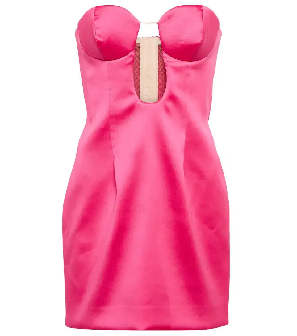 Magda Butrym Strapless Satin Bustier Mini Dress Pink Size 8  - Image 3