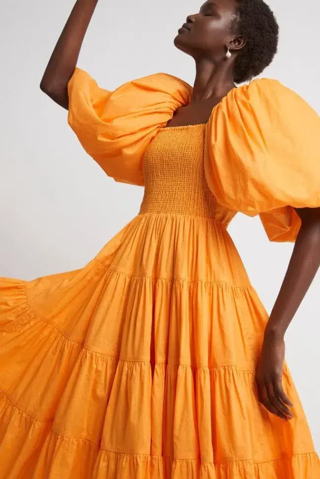 AJE Cherished Midi Dress Marigold Size 6 - Image 2