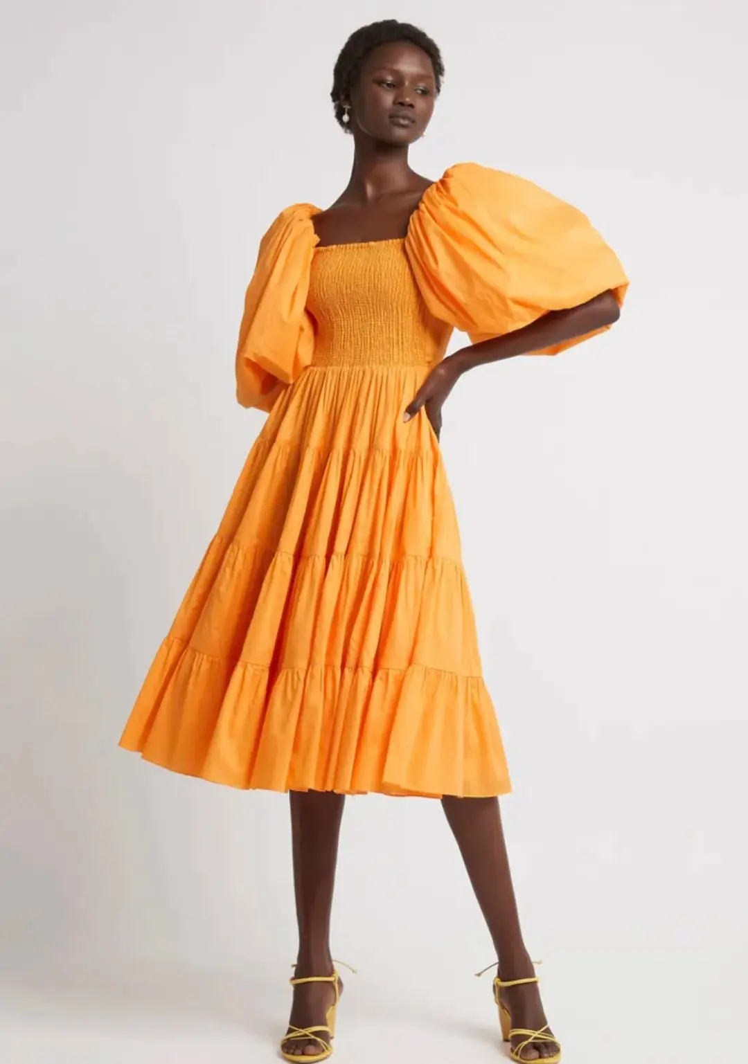 AJE Cherished Midi Dress Marigold Size 6 for rent on The Volte - main image