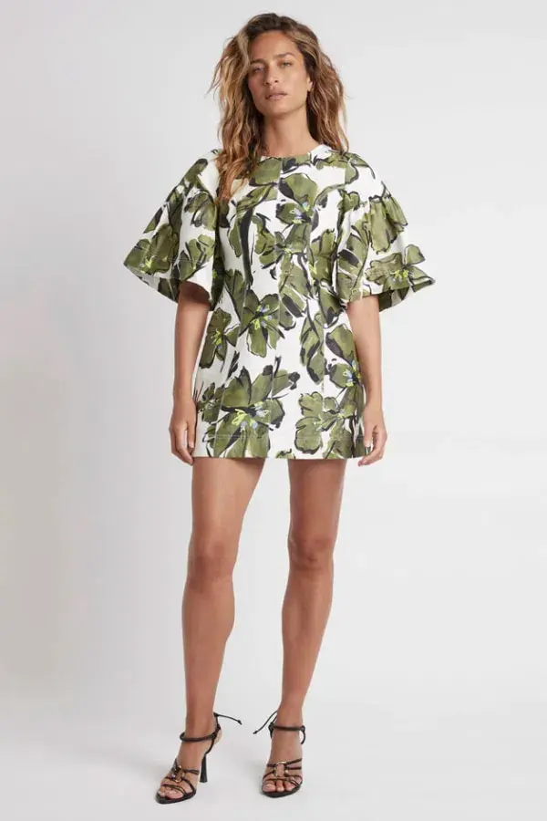 AJE Oasis Cut Out Mini Dress Olive Leaf Size 16 for rent on The Volte - main image