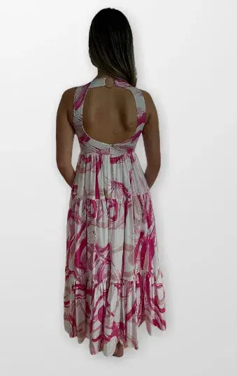 AJE Allegro Ring Dress Fuchsia Twirl Size 6 for rent on The Volte - main image