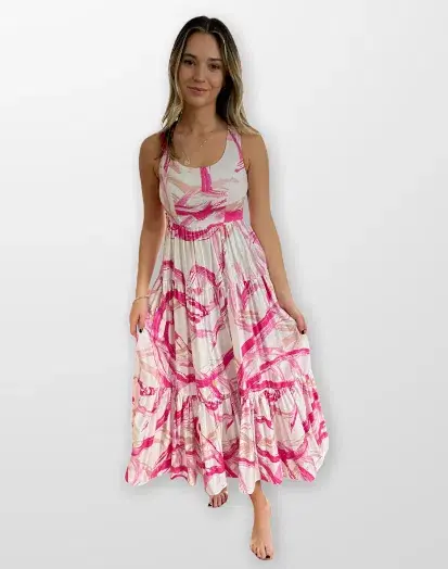 AJE Allegro Ring Dress Fuchsia Twirl Size 6 - Image 1