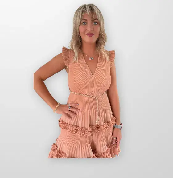 Zimmermann Pleated Mini Dress in Lipstick Size 1 / Au 10 for rent on The Volte - main image