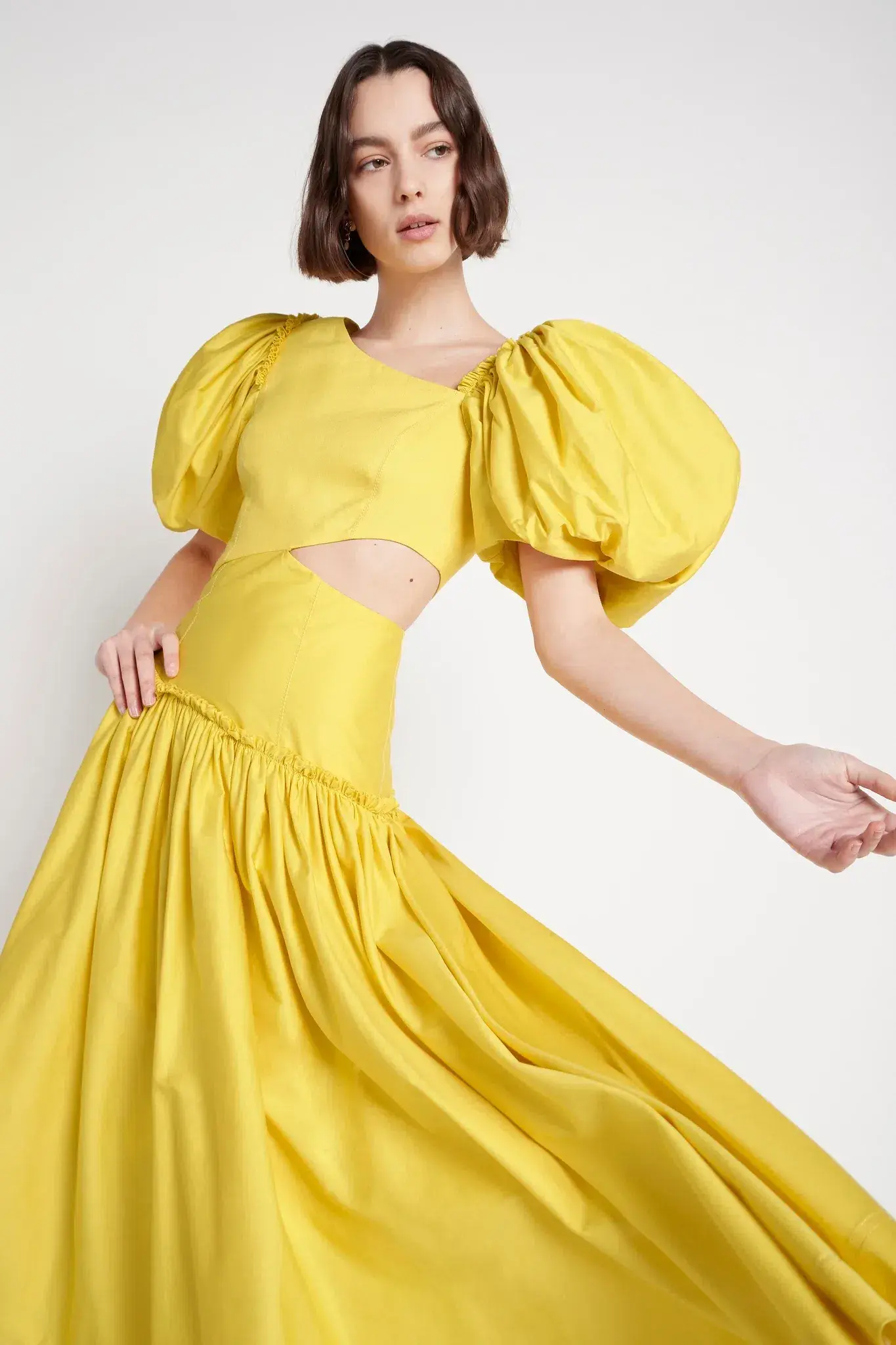 Aje Chateau Cut Out Midi Dress Sun Shower Yellow Size 10  - Image 2
