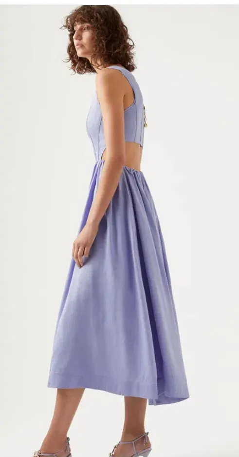 Aje Virginie Cut Out Midi Dress Purple Size 12 / L - Image 5