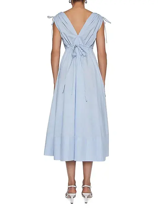 Scanlan Theodore Parachute Cotton Drawstring Midi Dress Blue Size 6 - Image 3