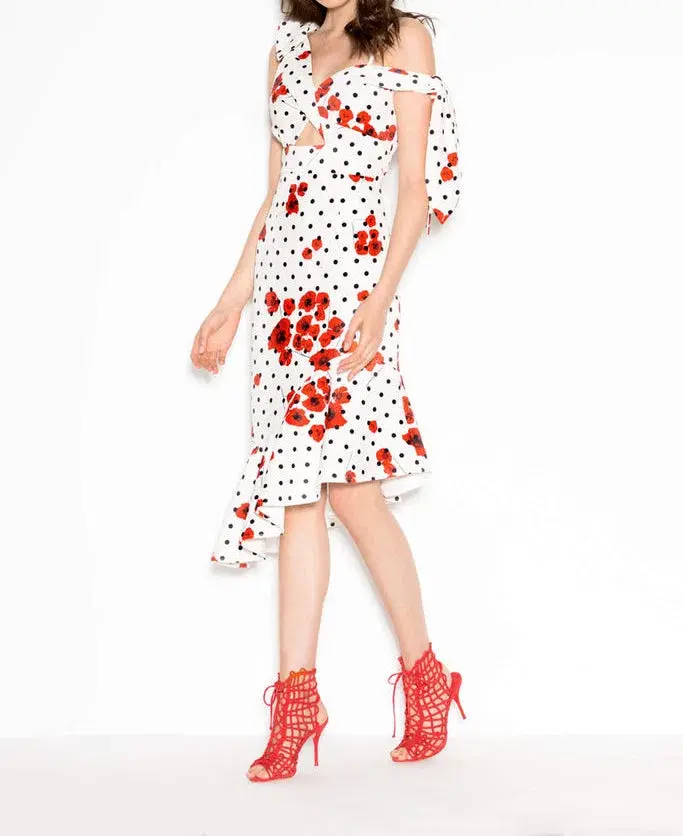 Sheike Poppy Dot Midi Dress Multi Size 10 - Image 1