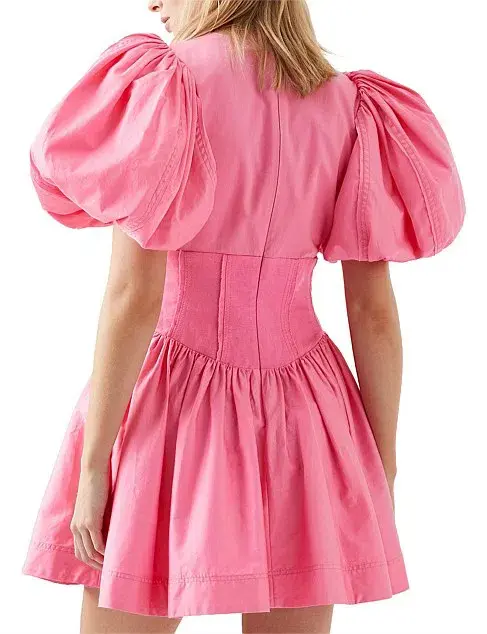 Aje Gianna Puff Sleeve Mini Dress Pink Size 8 / S - Image 3