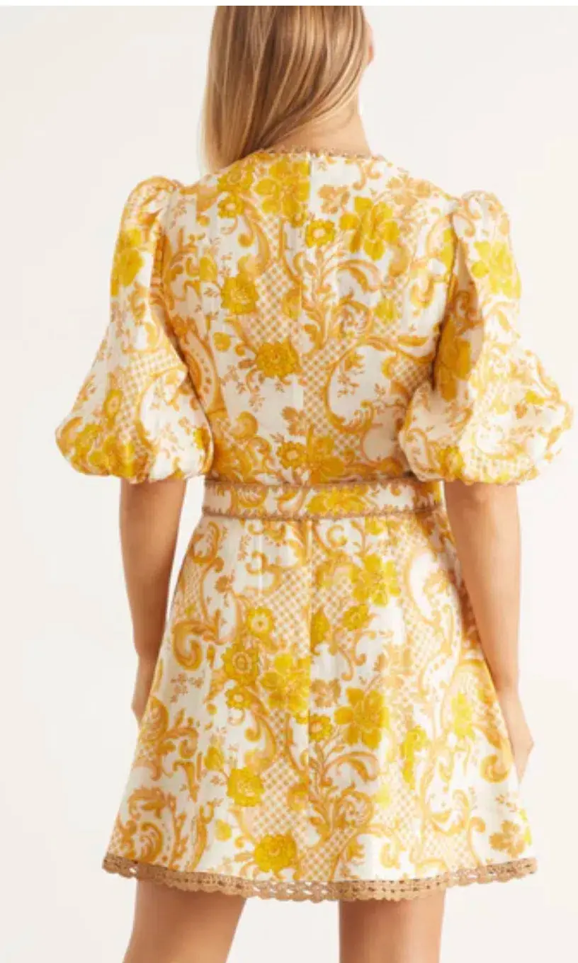 Zimmermann Postcard Mini Dress Yellow Size 1/ AU 10 - Image 4