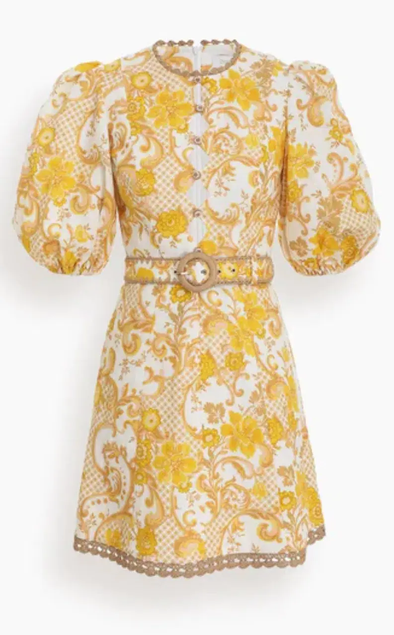Zimmermann Postcard Mini Dress Yellow Size 1/ AU 10 - Image 5
