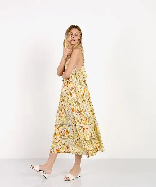 Spell & the Gypsy Sayulita Frill Maxi Dress Sunflower Print Size 12 - Image 2