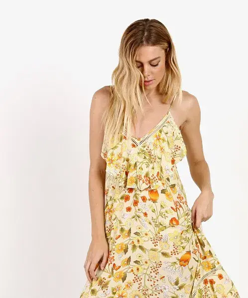 Spell & the Gypsy Sayulita Frill Maxi Dress Sunflower Print Size 12 - Image 3