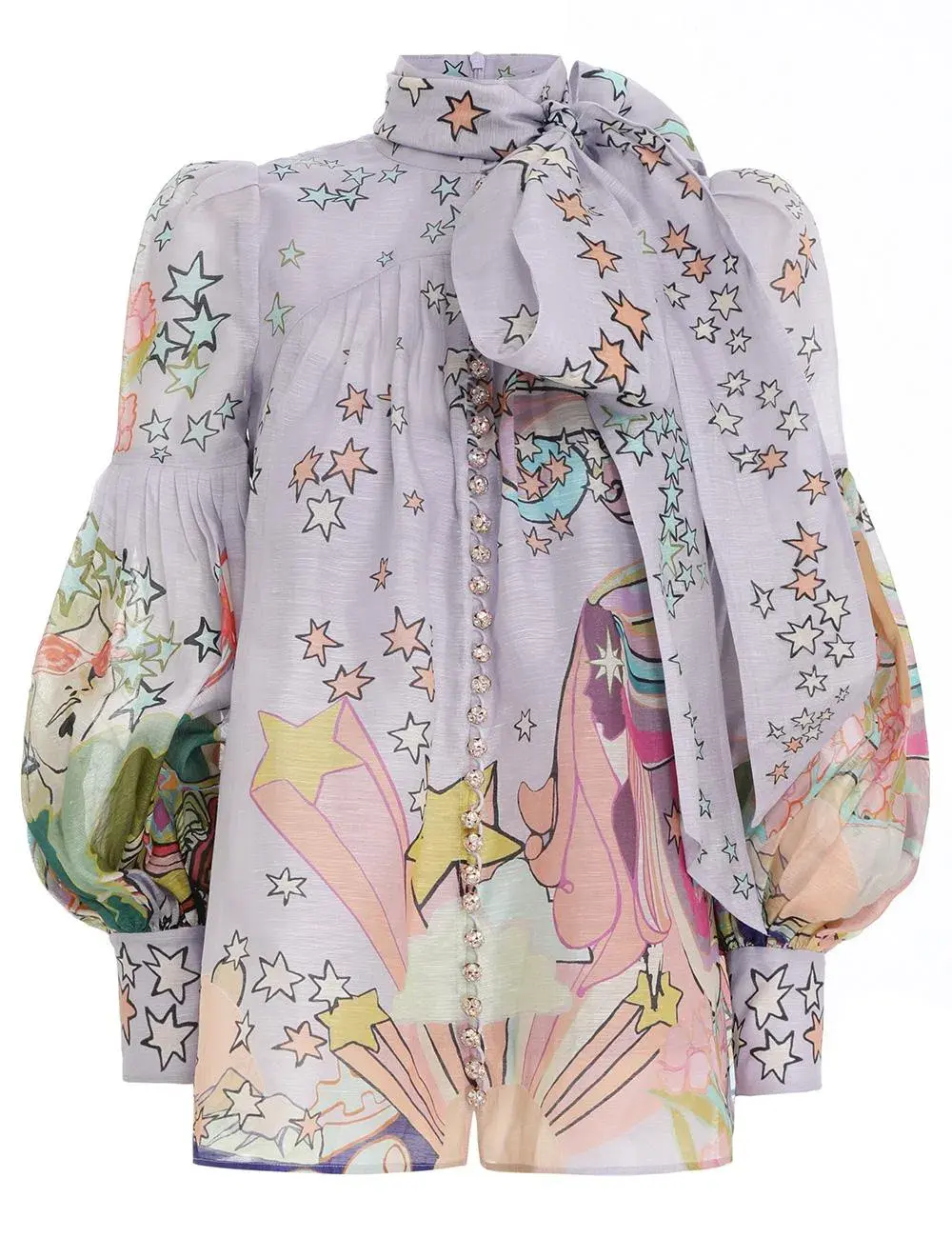 Zimmermann Concert Necktie Blouse Print Size 1/Au 10 for rent on The Volte - main image