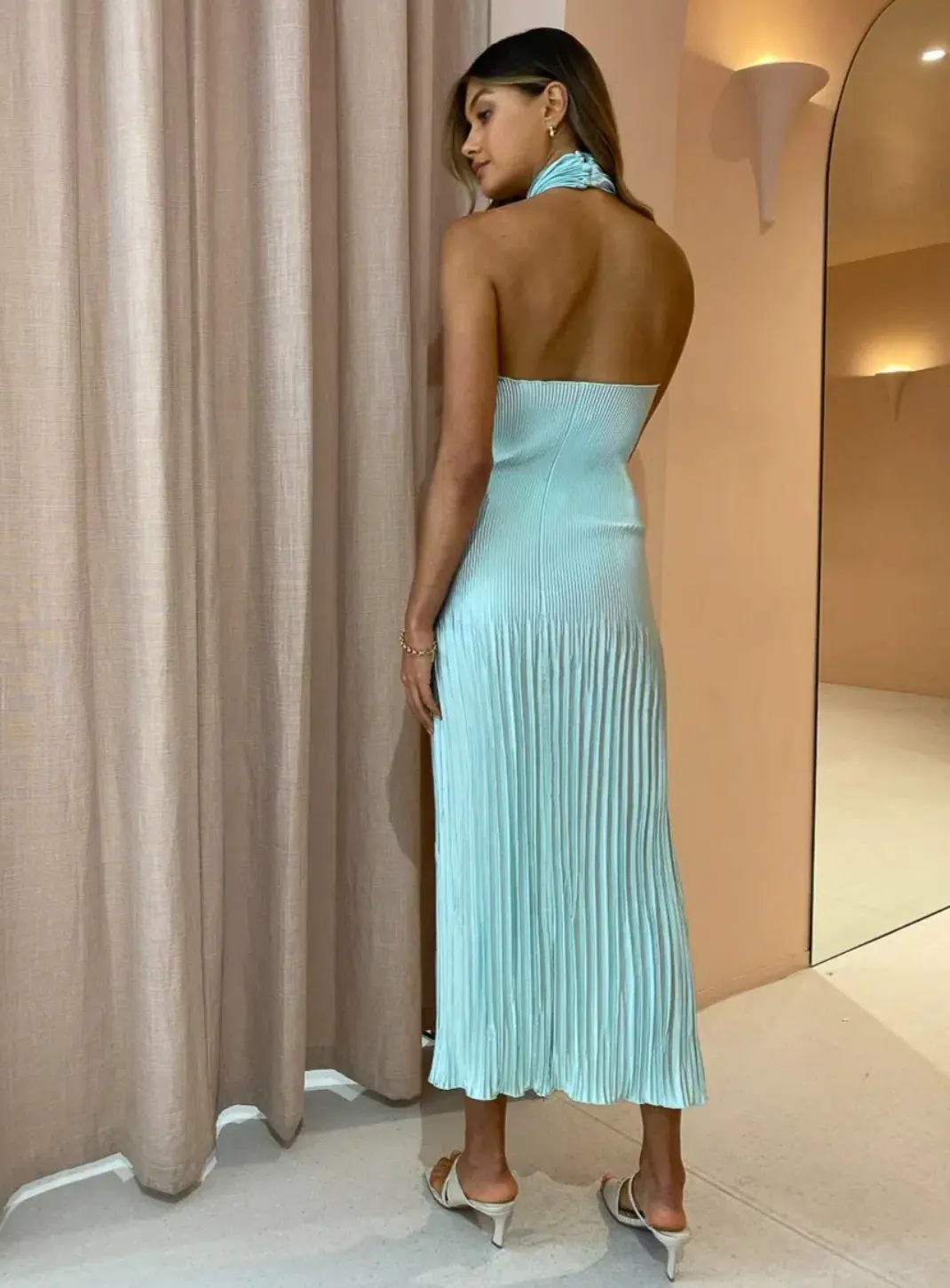 L'idée Soirée Halter Gown Mint Size 12 - Image 4
