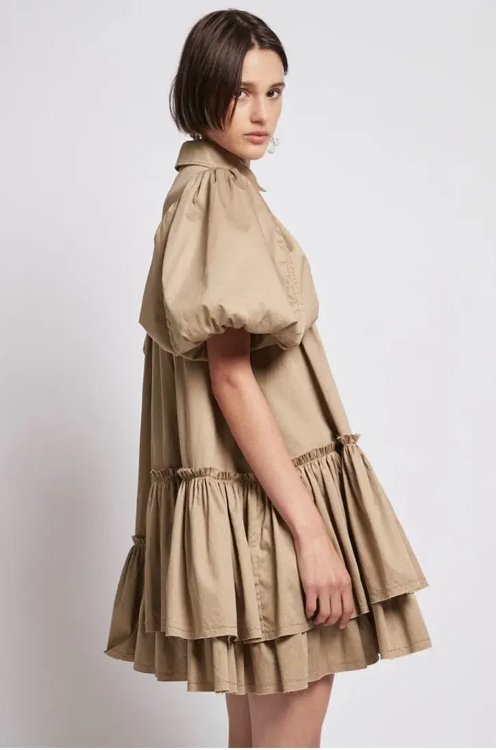 Aje Ambience Shirt Dress Brown Size 8 - Image 1