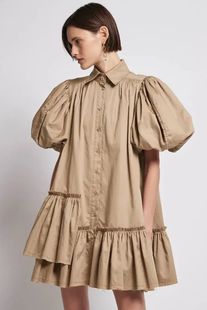 Aje Ambience Shirt Dress Brown Size 8 - Image 2