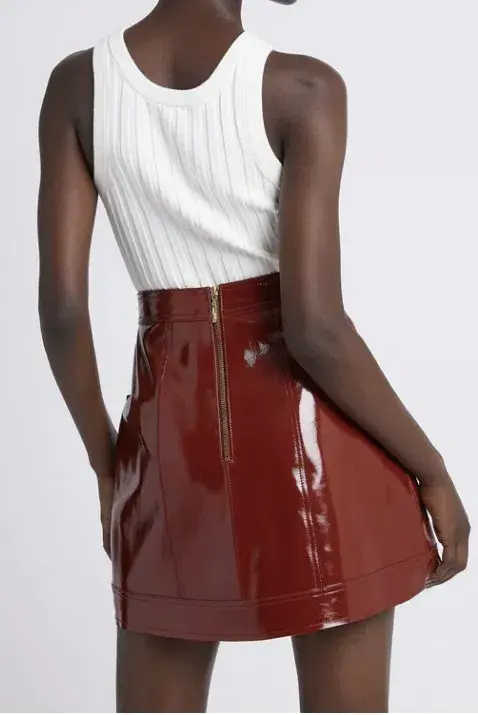 Aje Promenade Leather Pocket Skirt Russet Brown Size 10  - Image 2
