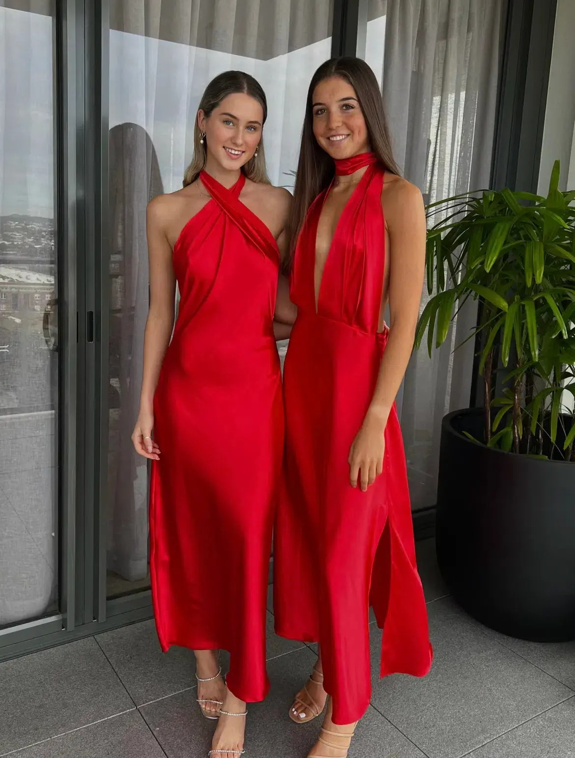 YLD Design Halter Tie Maxi Dress Red Size 6  - Image 1