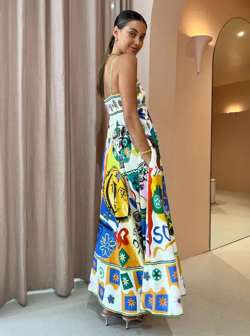 Alemais Soleil Dress Ivory/Print Size 12 - Image 2