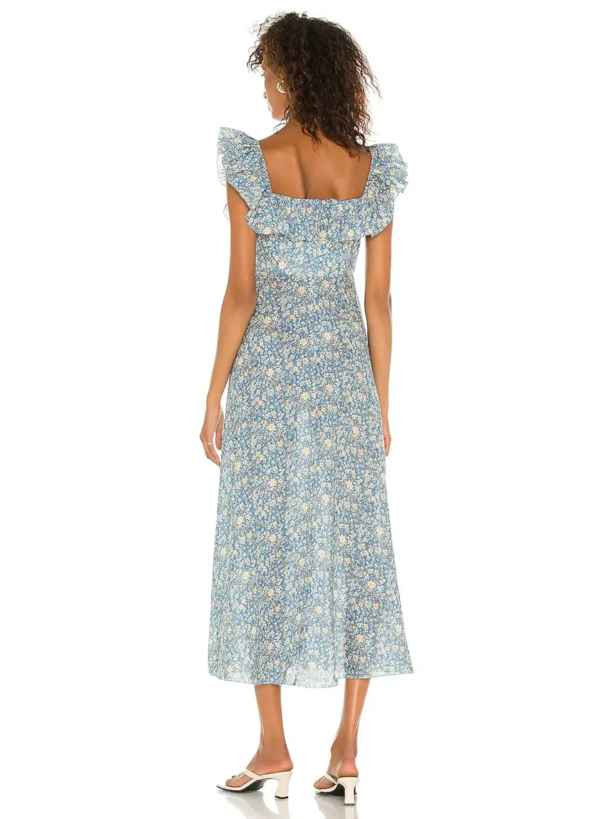 Zimmermann Carnaby Ruffle Floral Midi Dress Blue Floral Size 3 / AU 14 - Image 4