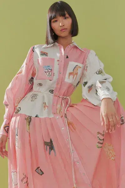 Alemais Cleo Patchwork Shirt Dress Print Size AU 10 - Image 2