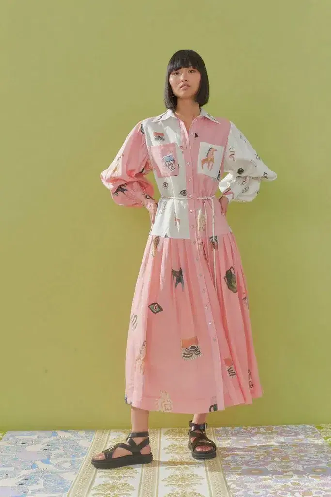 Alemais Cleo Patchwork Shirt Dress Print Size AU 10 - Image 1