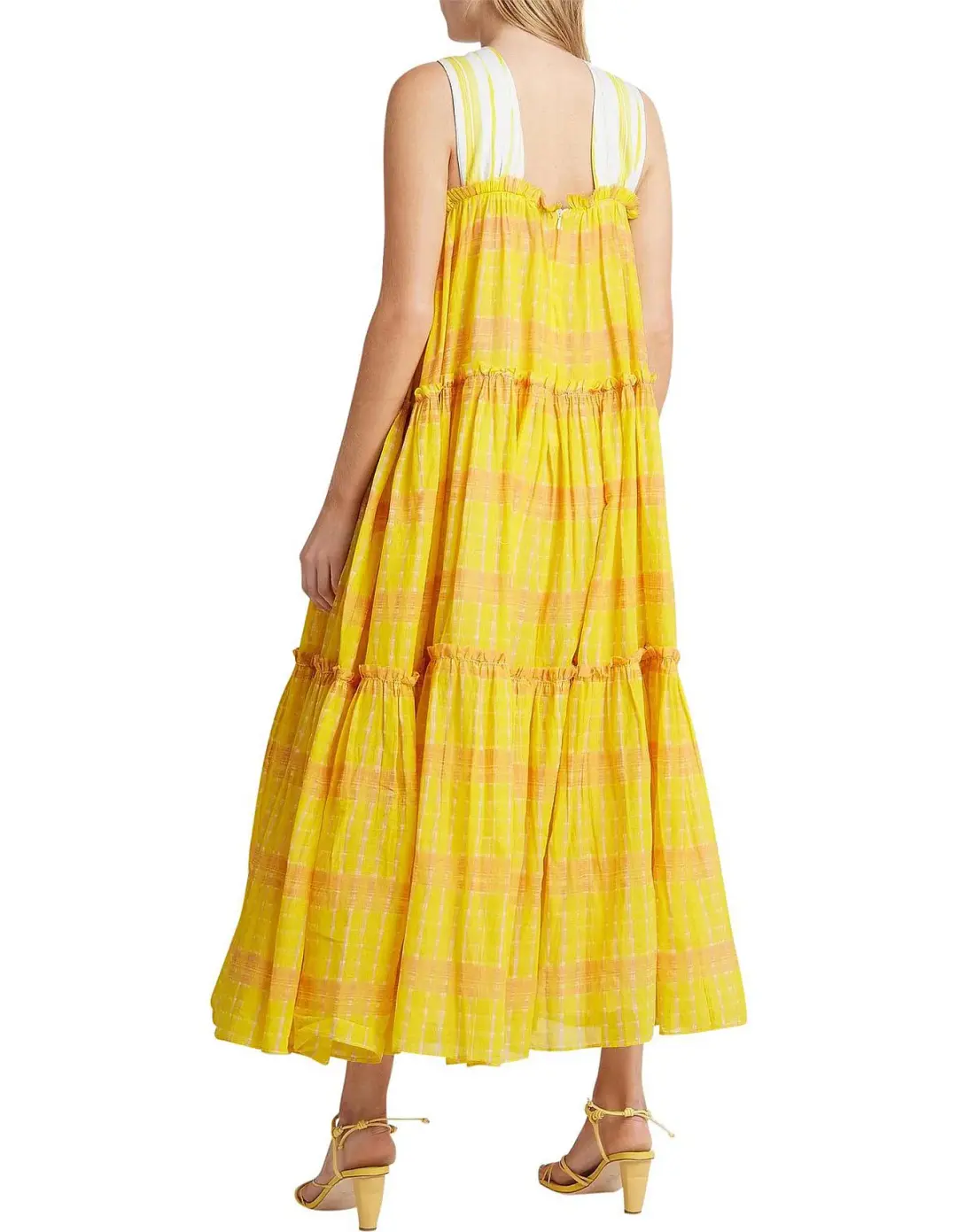 Aje Wilderness Tiered Maxi Dress Yellow Multi Size 10 for rent on The Volte - main image