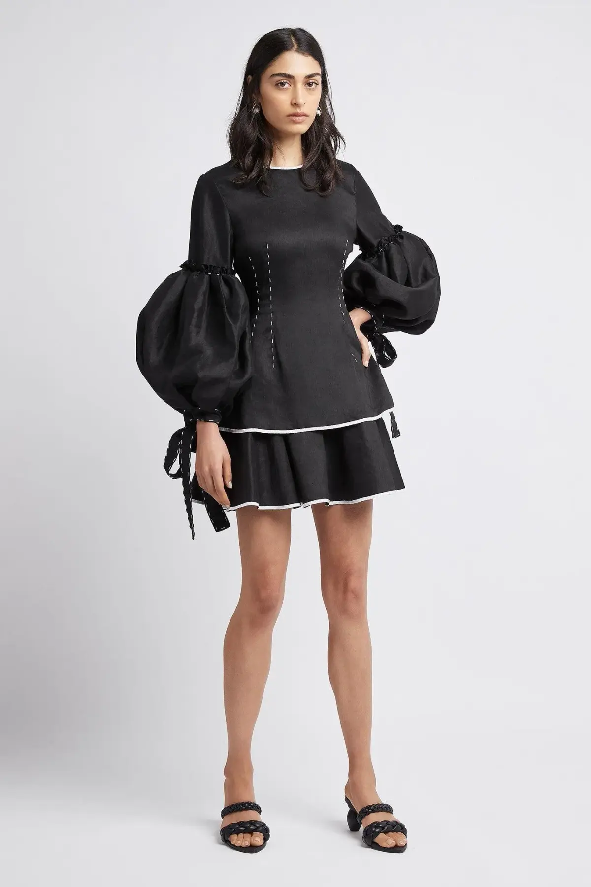 Aje Gracious Tiered Mini Dress Black Size 10 - Image 1