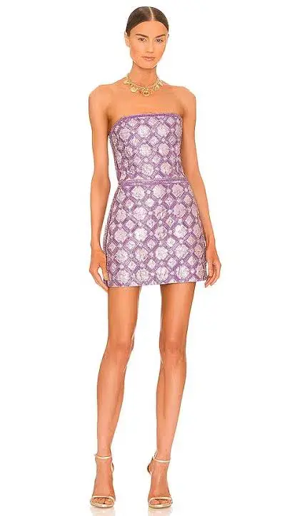 Retrofete ‘Heather’ Lilac Beaded Mini Dress - Image 4