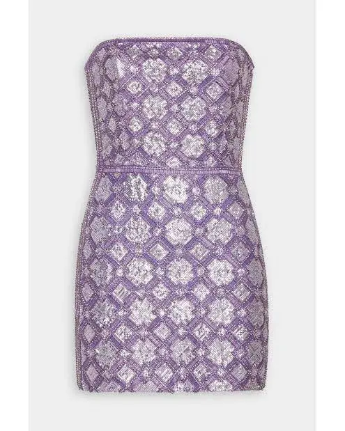 Retrofete ‘Heather’ Lilac Beaded Mini Dress - Image 5