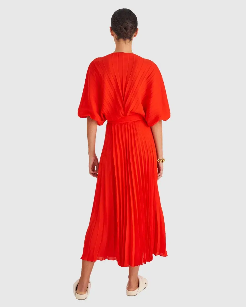 Oroton Pleated Midi Dress Red Size 6 - Image 2