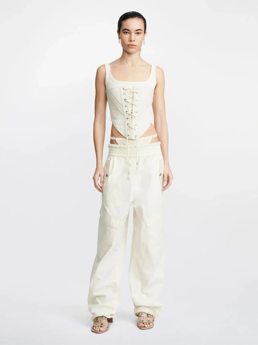 Dion Lee Laced Utility Corset Top Unbleached White Size 10 for rent on The Volte - main image