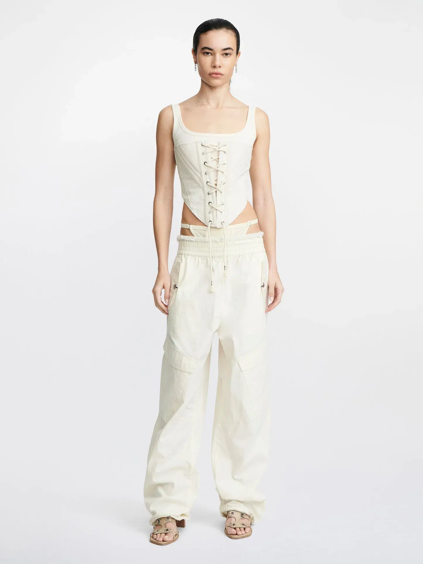 Dion Lee Laced Utility Corset Top Unbleached White Size 10 - Image 1